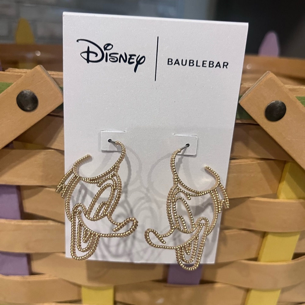 Disney Baublebar  Gold Donald Duck Outline Dangle Earrings